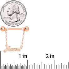 Load image into Gallery viewer, 14G 1/2 Rose Gold Tone Love Forever Chain Dangle Nipple Ring Set