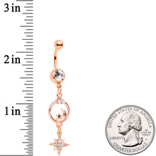 Load image into Gallery viewer, Clear Gem Rose Gold Tone Starry Moon Dangle Belly Ring