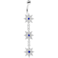 Load image into Gallery viewer, Clear Blue Gem Triple Star Dangle Belly Ring