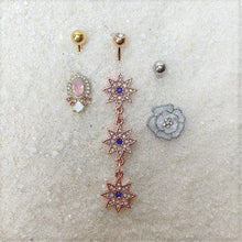 Load image into Gallery viewer, Clear Gem White Rose Reversible Belly Ring