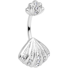 Load image into Gallery viewer, Clear Gem Nautical Scallop Shell Double Mount Belly Ring