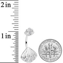 Load image into Gallery viewer, Clear Gem Nautical Scallop Shell Double Mount Belly Ring