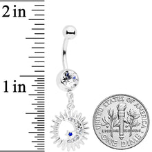 Load image into Gallery viewer, Clear Blue Gem Moon Sun Star Dangle Belly Ring