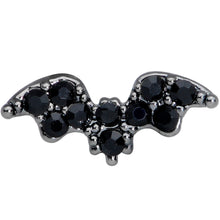 Load image into Gallery viewer, 16G 5/16 Black Gem Black Bat Halloween Labret Monroe Tragus