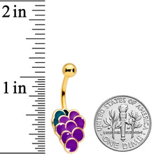 Load image into Gallery viewer, Gold Tone Sweet Fruit Purple Grapes Belly Ring