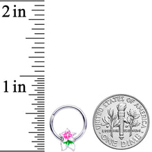 Load image into Gallery viewer, 16G 3/8 Clear Gem Tropical Flower Hinged Septum Clicker