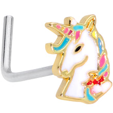 Load image into Gallery viewer, 20G 1/4 Rainbow Unicorn L Shaped Nose Ring
