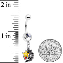 Load image into Gallery viewer, Clear Red Yellow Gem Shooting Star Dangle Belly Ring