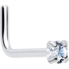 Load image into Gallery viewer, 20G 1/4 Clear 2mm CZ Gem L Shaped Nose Ring