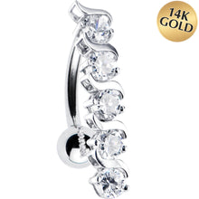 Load image into Gallery viewer, 16G Solid 14K White Gold TOP DROP Cubic Zirconia DELIGHT Belly Ring