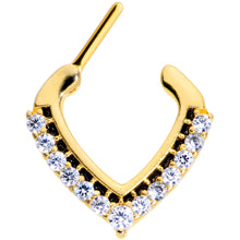 Load image into Gallery viewer, 16G 5/16 Clear CZ Gem Gold Tone Chevron Septum Clicker