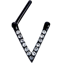 Load image into Gallery viewer, 16G 5/16 Clear CZ Gem Black Sleek Triangle Septum Clicker