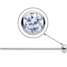 Load image into Gallery viewer, 20G 3/4 Clear CZ Gem Grade 23 Titanium Fishtail Nose Ring 3mm