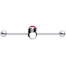 Load image into Gallery viewer, 14G Santa Hat Penguin Christmas Industrial Barbell 38mm