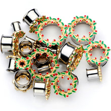 Load image into Gallery viewer, Happy Holiday Wreath Christmas Double Flare Plug Set 4G to 1 Inch
