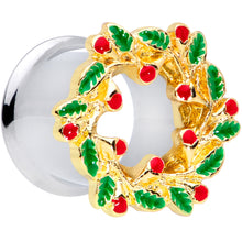 Load image into Gallery viewer, Happy Holiday Wreath Christmas Double Flare Plug Set 4G to 1 Inch