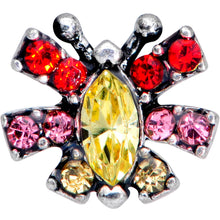 Load image into Gallery viewer, 16G 5/16 Red Yellow Gem Art Deco Butterfly Labret Monroe Tragus
