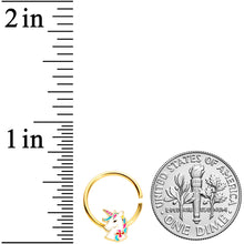 Load image into Gallery viewer, 18G 3/8 Gold Tone Rainbow Unicorn Seamless Circular Ring