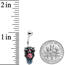 Load image into Gallery viewer, Black Gem Pink Orb Owl Belly Ring
