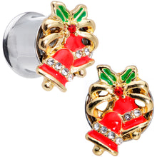Load image into Gallery viewer, Clear Gem Holiday Bells Christmas Double Flare Plug Set