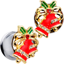 Load image into Gallery viewer, Clear Gem Holiday Bells Christmas Double Flare Plug Set