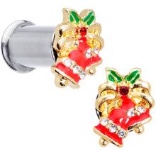Load image into Gallery viewer, Clear Gem Holiday Bells Christmas Double Flare Plug Set