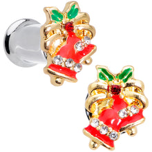 Load image into Gallery viewer, Clear Gem Holiday Bells Christmas Double Flare Plug Set