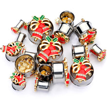 Load image into Gallery viewer, Clear Gem Holiday Bells Christmas Double Flare Plug Set