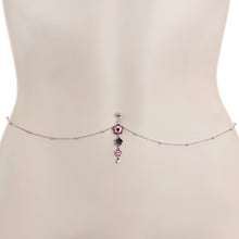 Load image into Gallery viewer, Clear Pink Gem Pink Tropical Flower Dangle Belly Ring Belly Chain