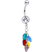 Load image into Gallery viewer, Clear Gem Gold Tone Holiday Deco Christmas Dangle Belly Ring Set of 3