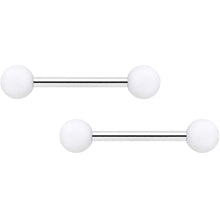 Load image into Gallery viewer, 14G 9/16 Hot Pink White Matte Barbell Nipple Ring Set of 4