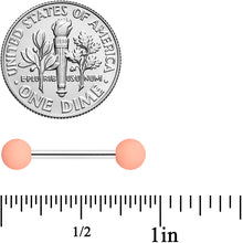 Load image into Gallery viewer, 14G 9/16 Peach Matte Barbell Nipple Ring Set