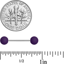 Load image into Gallery viewer, 14G 9/16 Dark Purple Matte Barbell Nipple Ring Set