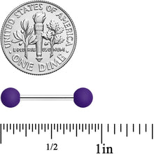 Load image into Gallery viewer, 14G 9/16 Purple Matte Barbell Nipple Ring Set