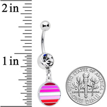 Load image into Gallery viewer, Clear Gem Lesbian Pride Flag Disc Dangle Belly Ring