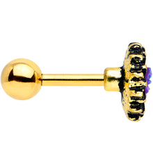 Load image into Gallery viewer, 16G 1/4 Gold Tone Aqua Center Sunburst Cartilage Tragus Earring