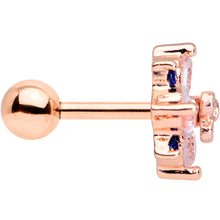 Load image into Gallery viewer, 16G 1/4 Clear CZ Gem Rose Gold Tone Bow Star Cartilage Tragus