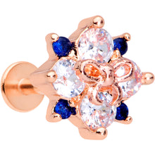 Load image into Gallery viewer, 16G 3/8 Clear CZ Gem Rose Gold Tone Bow Star Labret Monroe Tragus