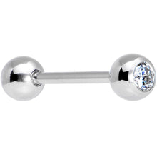 Load image into Gallery viewer, Solid 14k White Gold CZ Solitiare Barbell Tongue Ring 14G 5/8