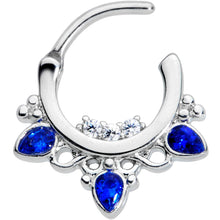 Load image into Gallery viewer, 16G 5/16 Clear Blue Gem Royalty Septum Clicker
