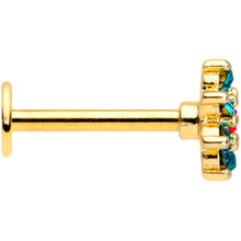 Load image into Gallery viewer, 16G 3/8 Red Green Gem Gold Tone Christmas Flower Labret Tragus