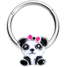 Load image into Gallery viewer, 16G 3/8 Black White Precious Panda Hinged Segment Ring