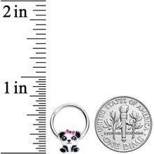 Load image into Gallery viewer, 16G 3/8 Black White Precious Panda Hinged Segment Ring
