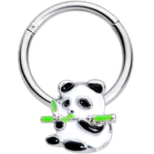 Load image into Gallery viewer, 16G 3/8 Black White Hungry Panda Hinged Segment Ring