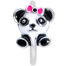 Load image into Gallery viewer, 18G 3/8 Black White Precious Panda Nose Hoop