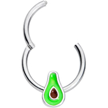 Load image into Gallery viewer, 16G 3/8 Groovy Green Avocado Fruit Hinged Segment Ring