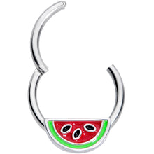 Load image into Gallery viewer, 16G 3/8 Red Green Juicy Watermelon Fruit Hinged Segment Ring