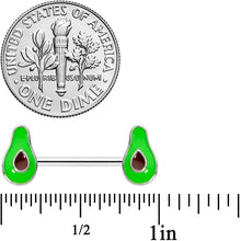 Load image into Gallery viewer, 14G 9/16 Groovy Green Avocado Barbell Nipple Ring Set