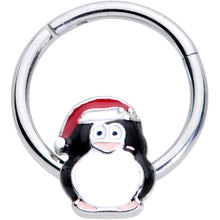 Load image into Gallery viewer, 16G 3/8 Penguin Santa Hat Christmas Hinged Segment Ring