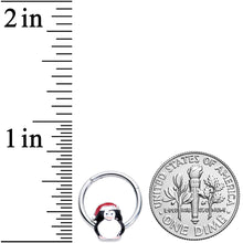 Load image into Gallery viewer, 16G 3/8 Penguin Santa Hat Christmas Hinged Segment Ring